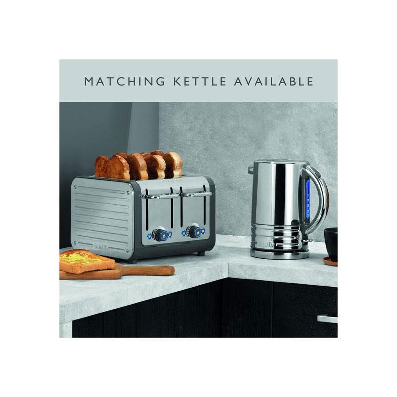 Dualit Architect 4 Slice Toaster Polished Stainless Steel Extra-Wide 36mm Slots 2250W Grey