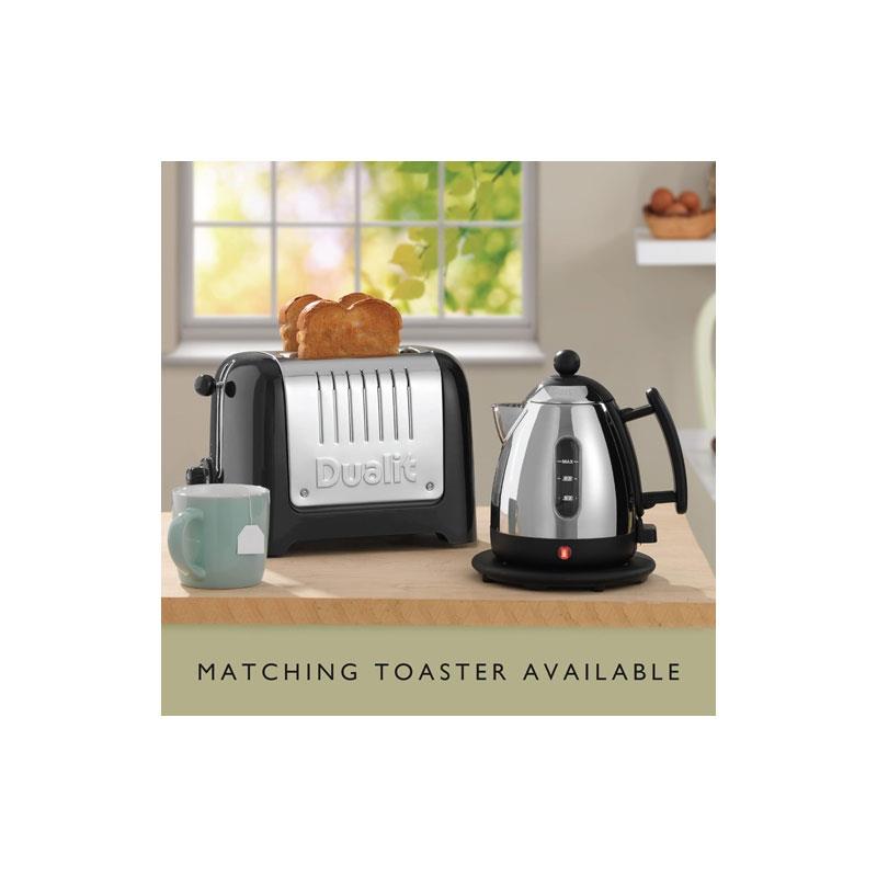 Dualit Mini Lite Electric Jug Kettle Fast Boiling Polished Stainless Steel High Gloss Finish 2000W 1 Litre Silver/Black