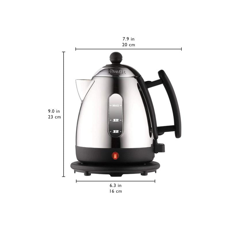 Dualit Mini Lite Electric Jug Kettle Fast Boiling Polished Stainless Steel High Gloss Finish 2000W 1 Litre Silver/Black