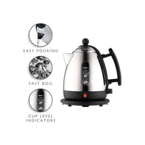 Dualit Mini Lite Electric Jug Kettle Fast Boiling Polished Stainless Steel High Gloss Finish 2000W 1 Litre Silver/Black