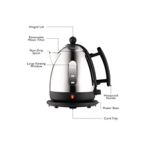 Dualit Mini Lite Electric Jug Kettle Fast Boiling Polished Stainless Steel High Gloss Finish 2000W 1 Litre Silver/Black