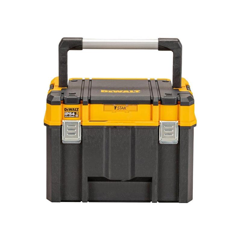 Dewalt Deep TSTAK 2.0 Organiser Storage Box Tote Tray Long Handle Black/Yellow
