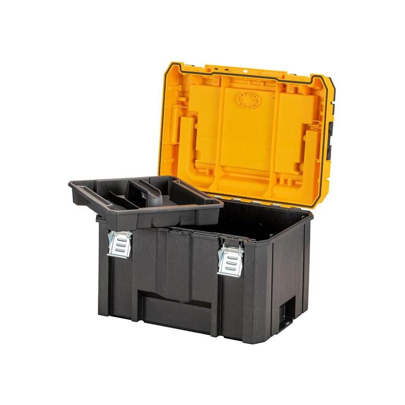 Dewalt Deep TSTAK 2.0 Organiser Storage Box Tote Tray Long Handle Black/Yellow