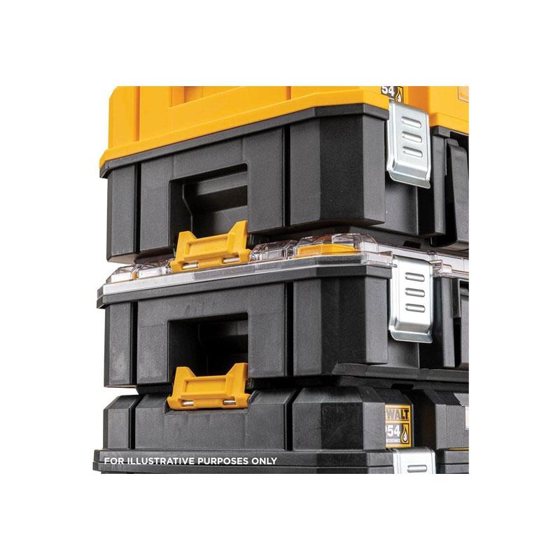 Dewalt Deep TSTAK 2.0 Organiser Storage Box Tote Tray Long Handle Black/Yellow