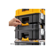 Dewalt Deep TSTAK 2.0 Organiser Storage Box Tote Tray Long Handle Black/Yellow
