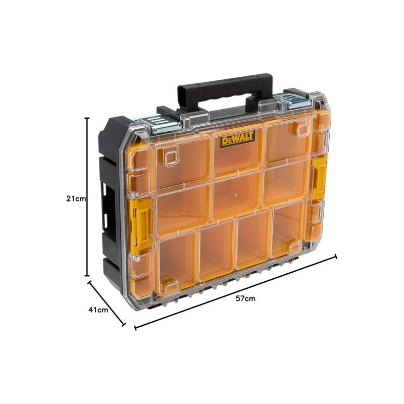 Dewalt TSTAK Watersealed Stackable Tool Fixing Organiser Case Tool Organiser Box Black/Yellow