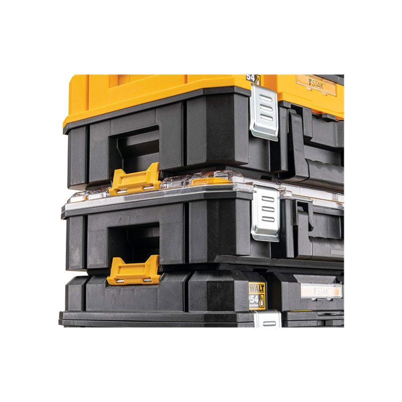 Dewalt TSTAK Watersealed Stackable Tool Fixing Organiser Case Tool Organiser Box Black/Yellow
