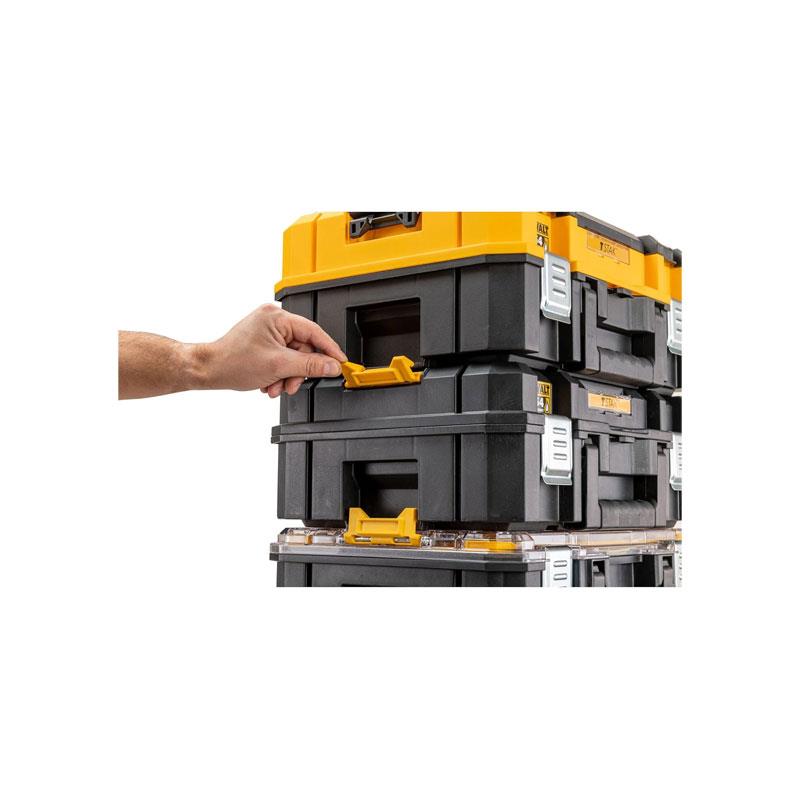Dewalt TSTAK Watersealed Stackable Tool Fixing Organiser Case Tool Organiser Box Black/Yellow