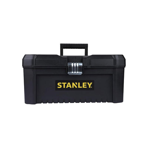Stanley 16 Inch Basic Toolbox With Organiser Top Essential Tool Box Durable Storage Solution Removable Tote Tray Black/Yellow