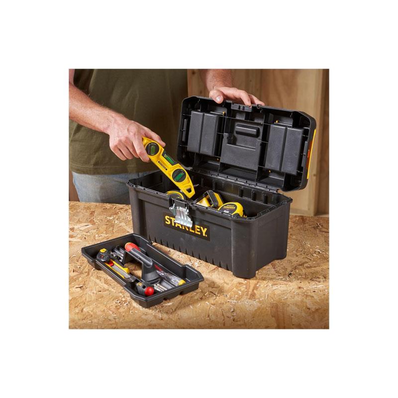 Stanley 16 Inch Basic Toolbox With Organiser Top Essential Tool Box Durable Storage Solution Removable Tote Tray Black/Yellow Secondary image