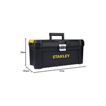 Stanley 16 Inch Basic Toolbox With Organiser Top Essential Tool Box Durable Storage Solution Removable Tote Tray Black/Yellow