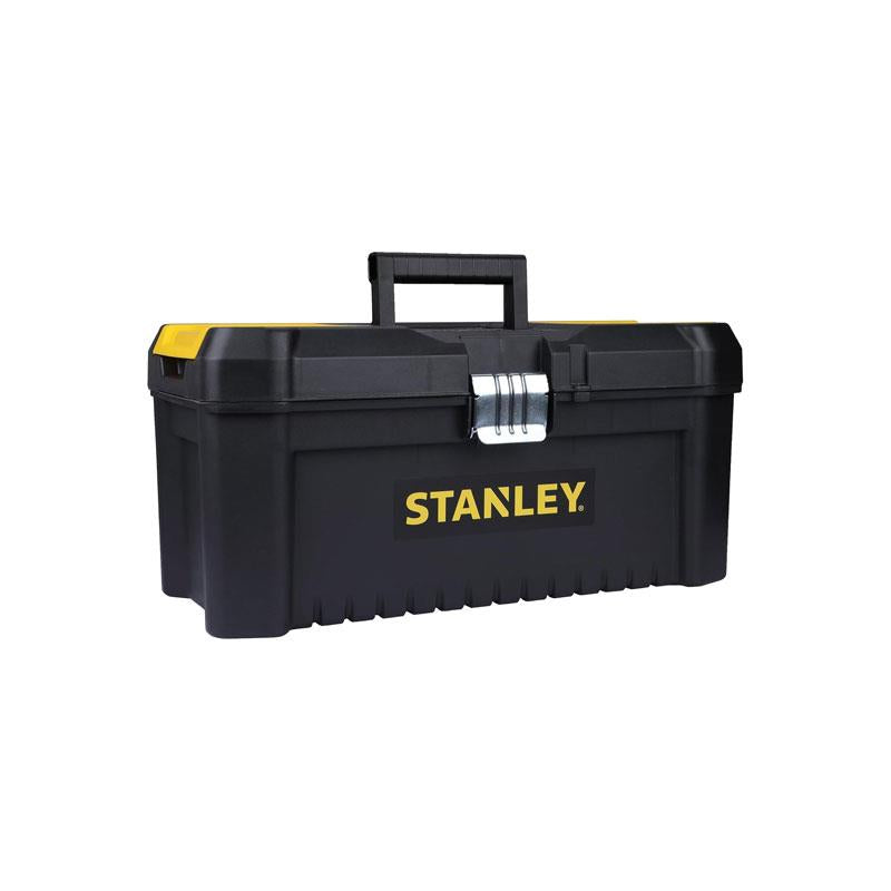 Stanley 16 Inch Basic Toolbox With Organiser Top Essential Tool Box Durable Storage Solution Removable Tote Tray Black/Yellow