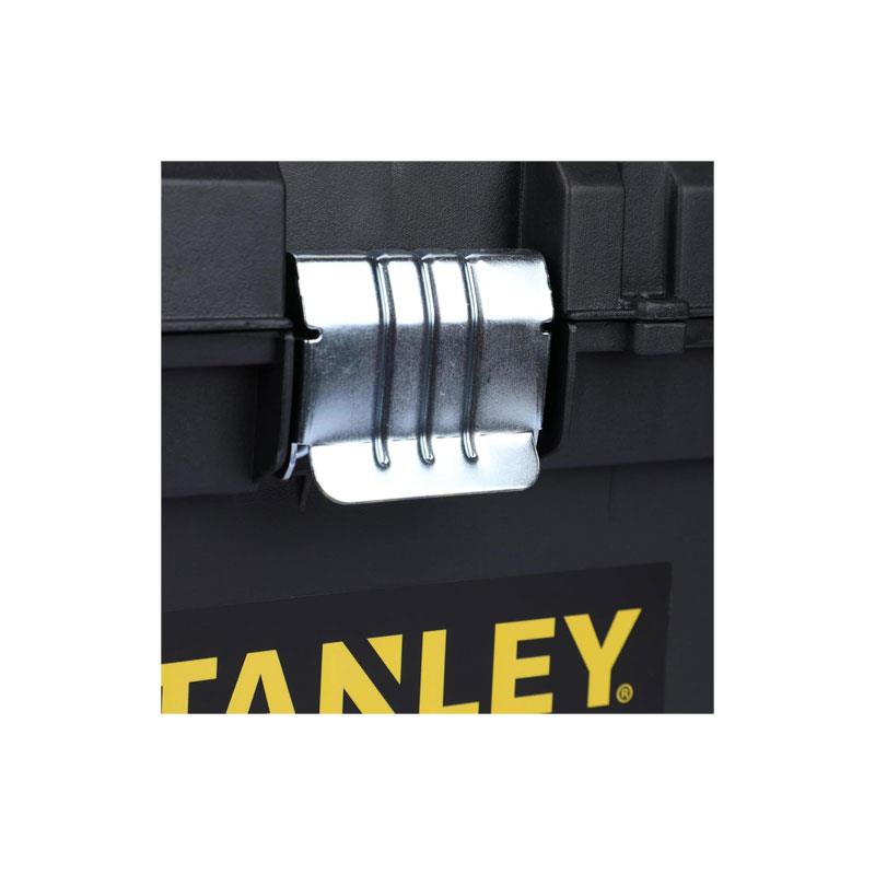 Stanley 16 Inch Basic Toolbox With Organiser Top Essential Tool Box Durable Storage Solution Removable Tote Tray Black/Yellow