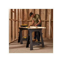 Stanley Folding Workbench Saw Horses Twin Pack Ultra Cvompact Folds Flat Up To 450kg Max Load Capacity Black