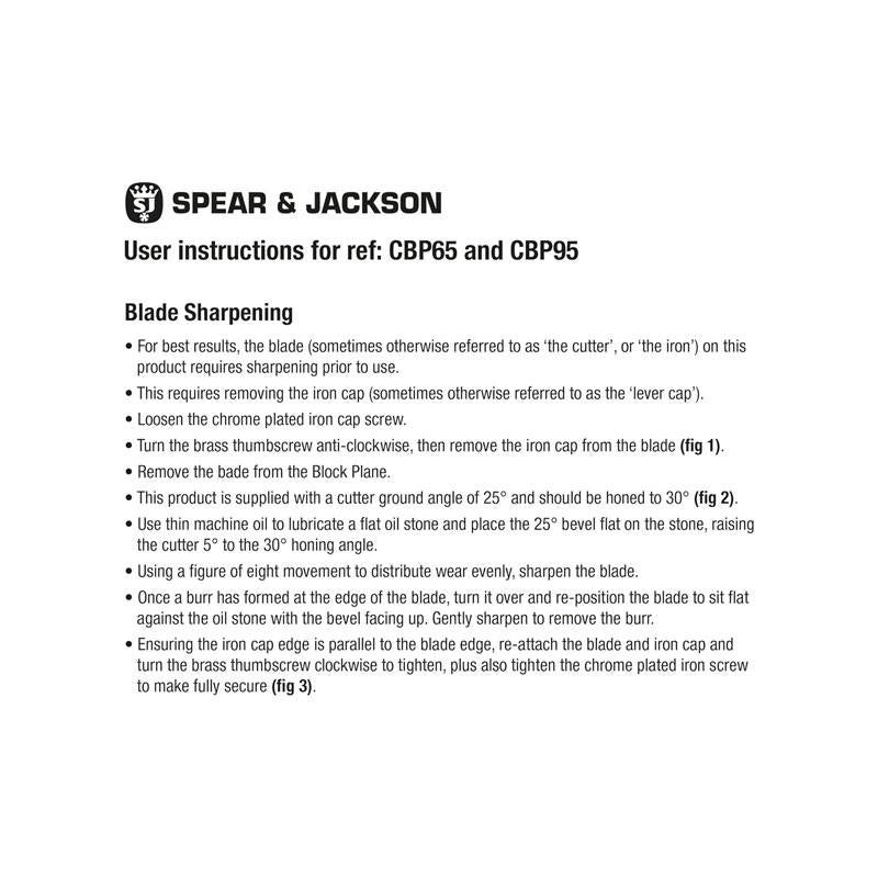 Spear & Jackson 6 1/2 Inch Carpenters Block Plane Cast Iron Beige/Black