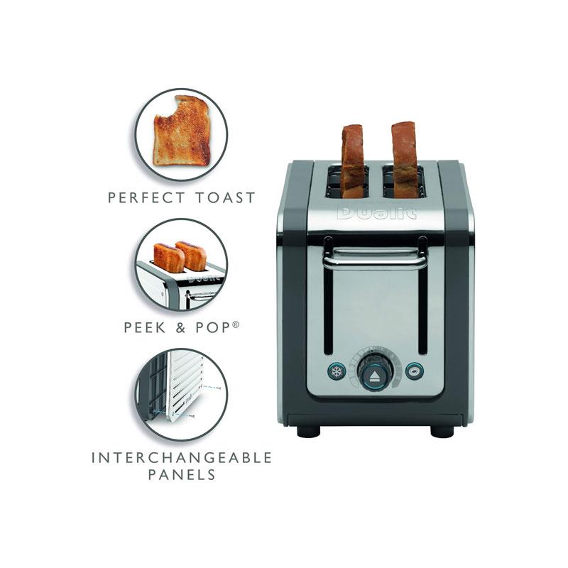 Dualit Architect 2 Slice Toaster Stainless Steel Trim Extra-Wide Slots 1200W Grey