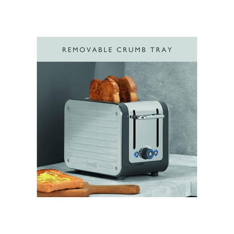 Dualit Architect 2 Slice Toaster Stainless Steel Trim Extra-Wide Slots 1200W Grey
