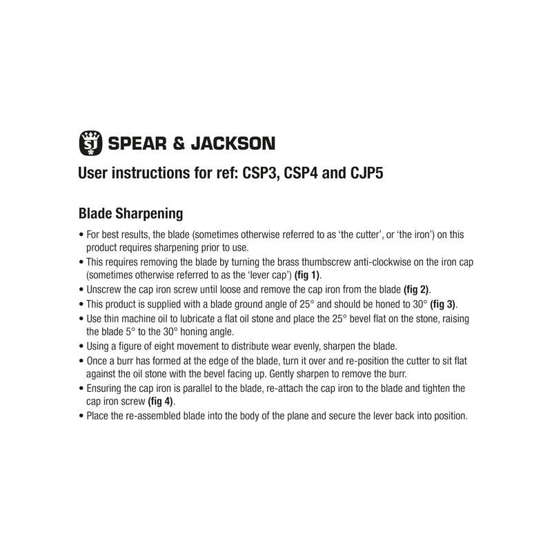 Spear & Jackson Carpenters No.4 Smoothing Plane Silver/Black