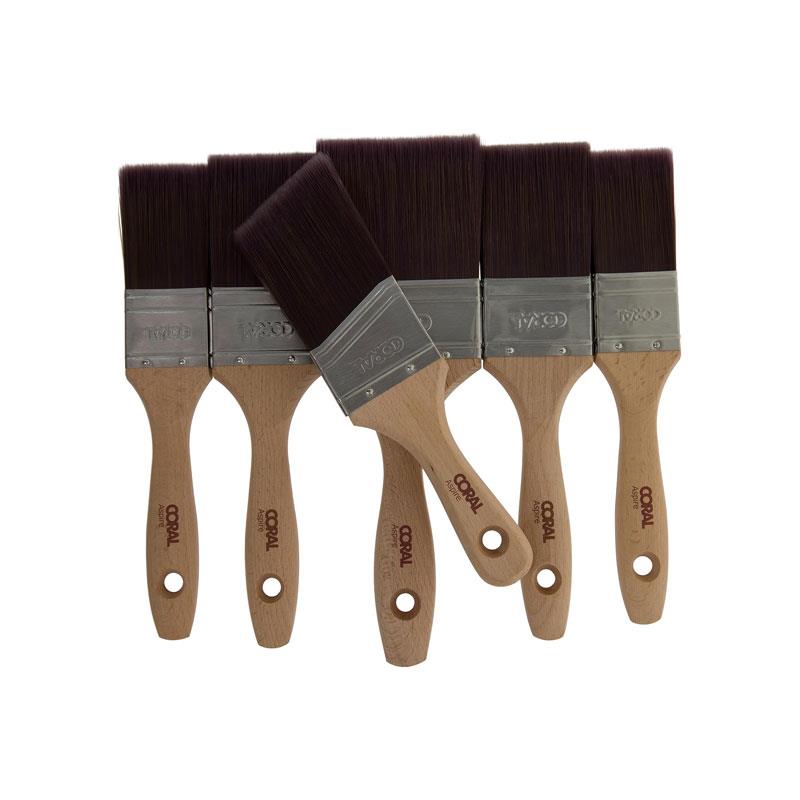 Coral Aspire Paint Brush Set 2X 1.5 Inch 2X 2 Inch 3 Inch 2 Inch Angled Stubby 6 Piece Main image