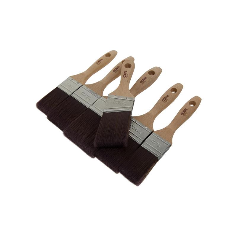 Coral Aspire Paint Brush Set 2X 1.5 Inch 2X 2 Inch 3 Inch 2 Inch Angled Stubby 6 Piece