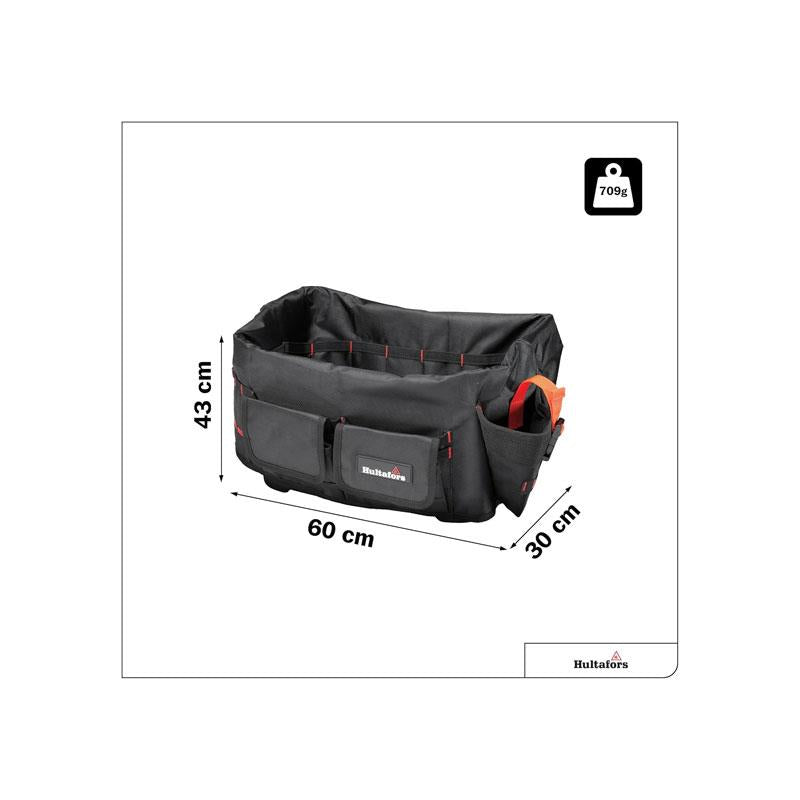 Hultafors Tool Bucket Organiser With 31 Pockets Robust Material With 1680 Denier For Organising And Storing Tools Black/Red