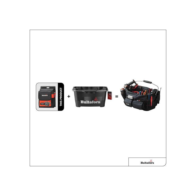 Hultafors Tool Bucket Organiser With 31 Pockets Robust Material With 1680 Denier For Organising And Storing Tools Black/Red