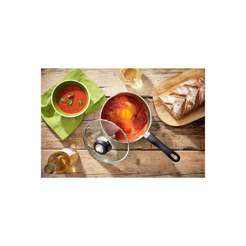 Judge Vista Saucepan 12cm/500ml Small Stainless Steel Shatterproof Vented Glass Lid Silver