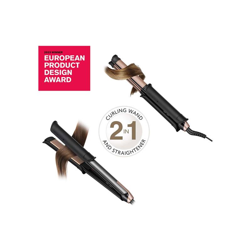 Remington One Straight And Curl Styler Hair Straightener And Curling Wand Heats Up In 20 Seconds 5 Settings 150-230°C Grey Secondary image