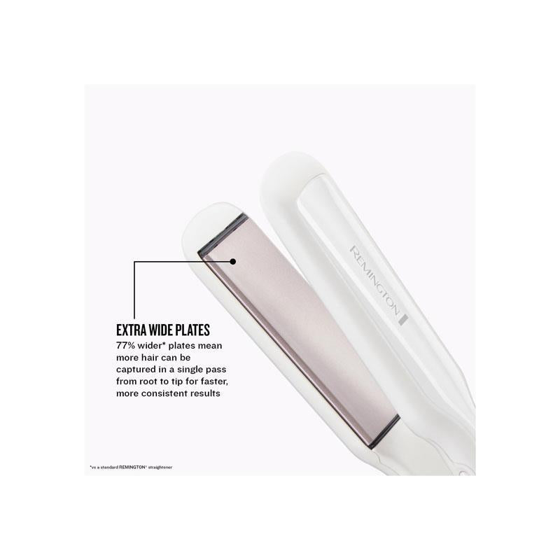 Remington Pro-Ceramic Extra Wide Plate Hair Straightener 45mm Floating Plates 15 Second Heat 9 Settings 150-230°C White