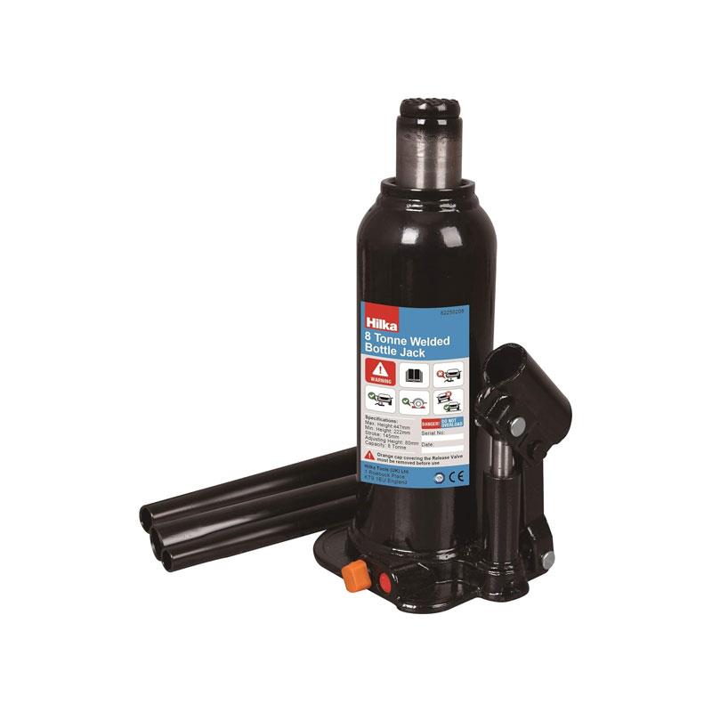 Hilka Tools 8 Tonne 222-447mm Welded Bottle Jack Black Main image