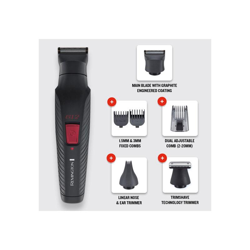 Remington 12-In-1 All-in-One Trimmer Multi-Grooming Kit Metallic Silver