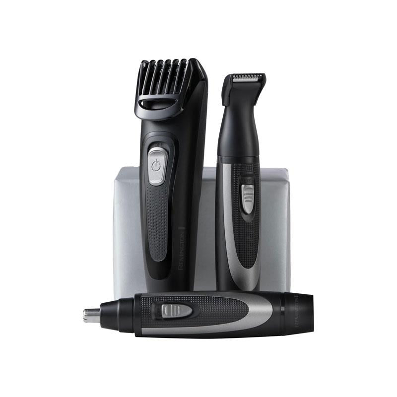 Remington The Works Beard Trimmer Kit 6 Piece Beard Trimmer With Comb 2mm-18mm Precision Trimmer With Comb 1mm-5mm Nose And Ear Trimmer Black Main image