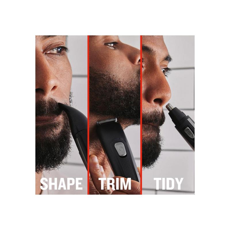 Remington The Works Beard Trimmer Kit 6 Piece Beard Trimmer With Comb 2mm-18mm Precision Trimmer With Comb 1mm-5mm Nose And Ear Trimmer Black