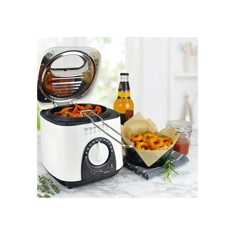 Lloytron KitchenPerfected Compact Deep Fryer Non-Stick Thermostat Control Frying Basket With Removable Handle 950W 1 Litre Ivory White Secondary image
