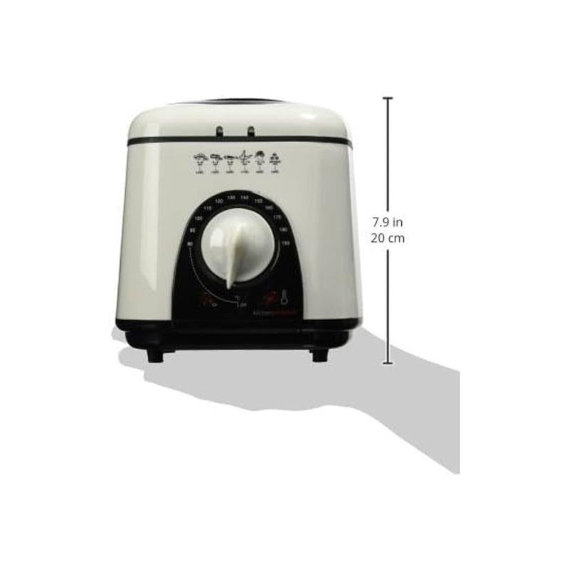 Lloytron KitchenPerfected Compact Deep Fryer Non-Stick Thermostat Control Frying Basket With Removable Handle 950W 1 Litre Ivory White