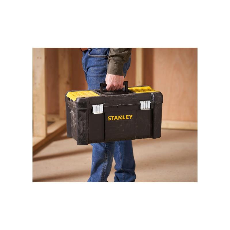 Stanley Essential Tool Box 19 Inch/50cm Durable Storage Solution Removable Tote Tray And Tools Storage Organisers Black/Yellow
