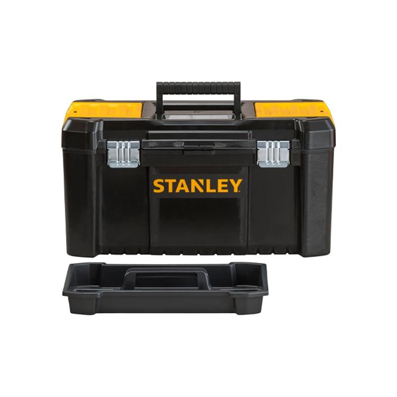 Stanley Essential Tool Box 19 Inch/50cm Durable Storage Solution Removable Tote Tray And Tools Storage Organisers Black/Yellow