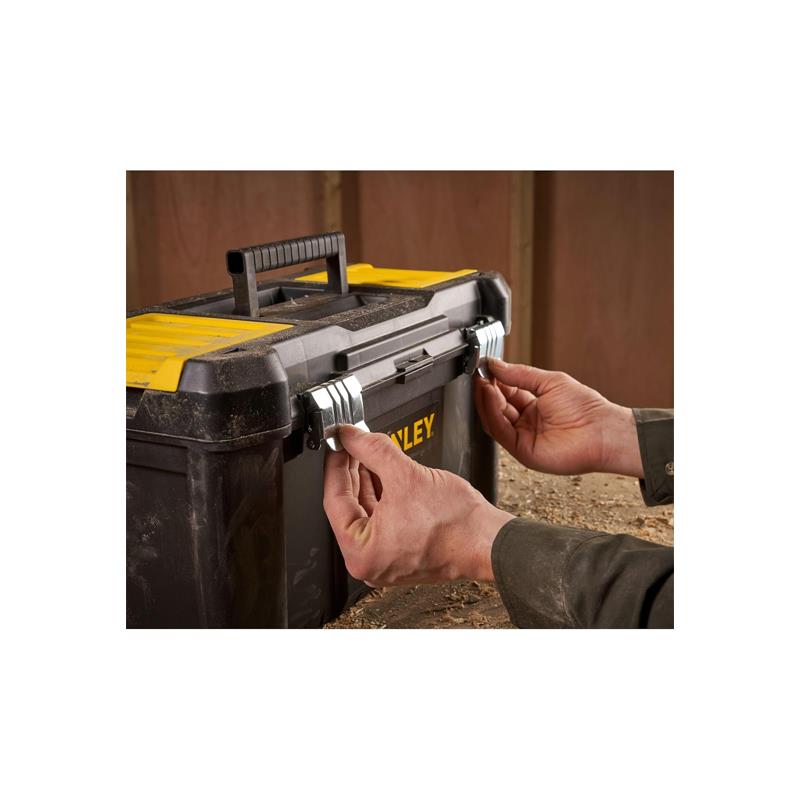 Stanley Essential Tool Box 19 Inch/50cm Durable Storage Solution Removable Tote Tray And Tools Storage Organisers Black/Yellow