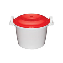 KitchenCraft Rice Cooker Microwave Steamer BPA Free Plastic 600W 1.5 Litre White/Red