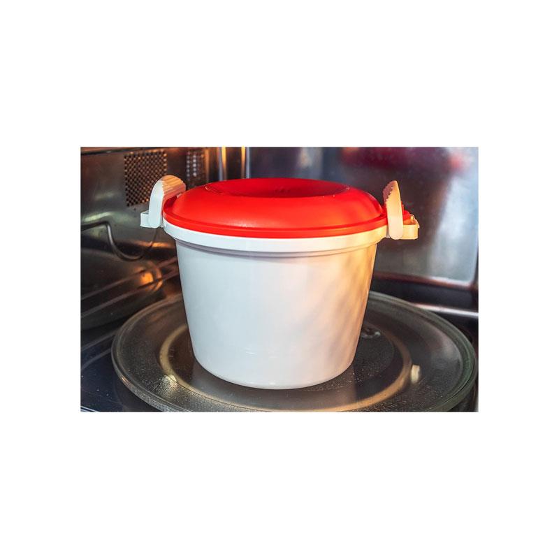 KitchenCraft Rice Cooker Microwave Steamer BPA Free Plastic 600W 1.5 Litre White/Red