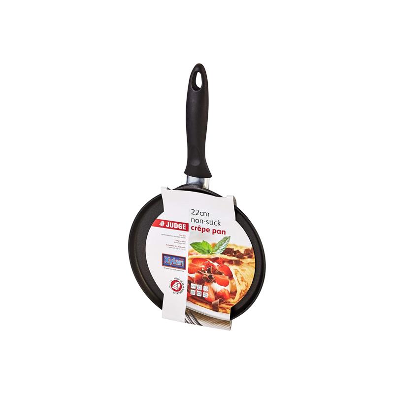 Judge Non-Stick Crepe Pan Skillet 22cm Induction Ready Oven Safe Aluminium 0.75 Litres Black