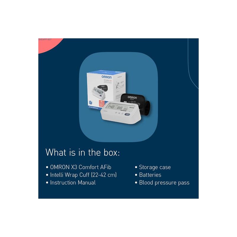 Omron M3 Comfort Upper Arm Blood Pressure Monitor Intelli Wrap Cuff Included (22-42cm) AFib Detection 3 X Measurement Function White