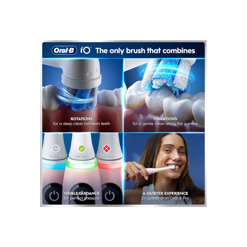 Oral-B iO6 Electric Toothbrush 5 Modes With Ultra-Sensitive Brushing Timer Bluetooth Connectivity 1 Tooth Brushhead And Travel Case Pink