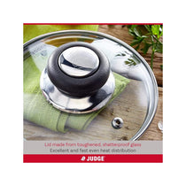 Judge Vista Casserole Pot 24cm/4 Litre Large Stainless Steel Shatterproof Vented Glass Lid With Twin Handles Silver