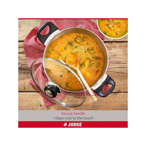 Judge Vista Casserole Pot 24cm/4 Litre Large Stainless Steel Shatterproof Vented Glass Lid With Twin Handles Silver