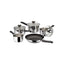 Judge Vista Draining Cookware Set Set of 5 16cm 18cm 20cm Saucepans With Pouring Lip And Strainer Lids 14cm Milk Pan 26cm Non-Stick Frying Pan Silver