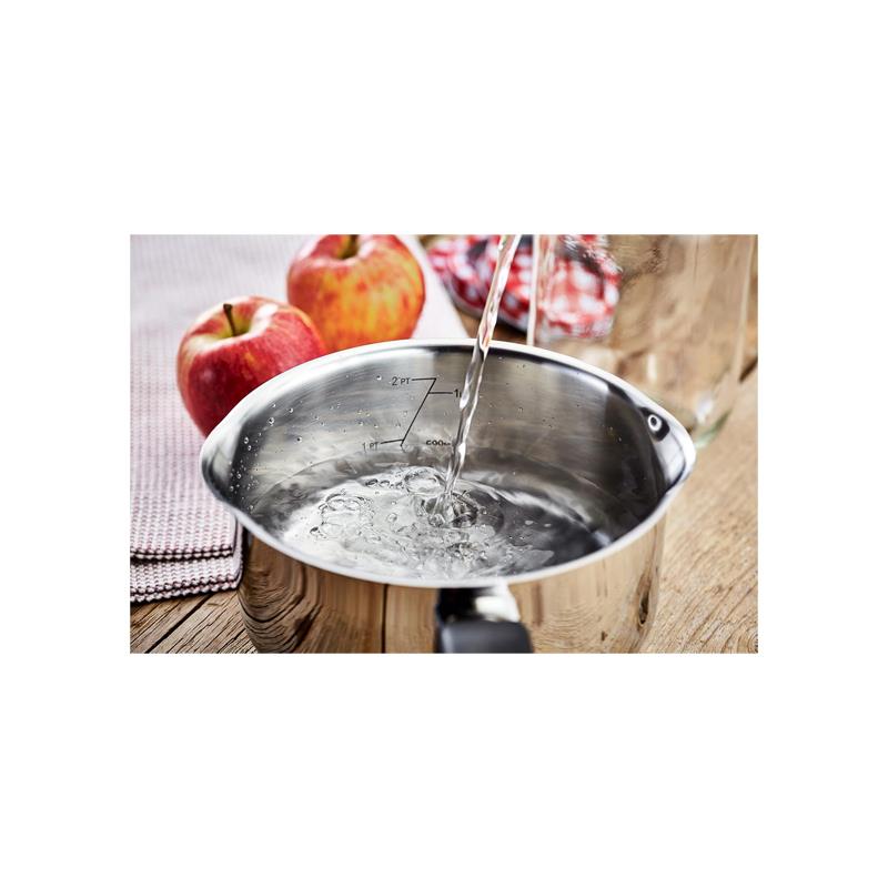Judge Vista Draining Cookware Set Set of 5 16cm 18cm 20cm Saucepans With Pouring Lip And Strainer Lids 14cm Milk Pan 26cm Non-Stick Frying Pan Silver