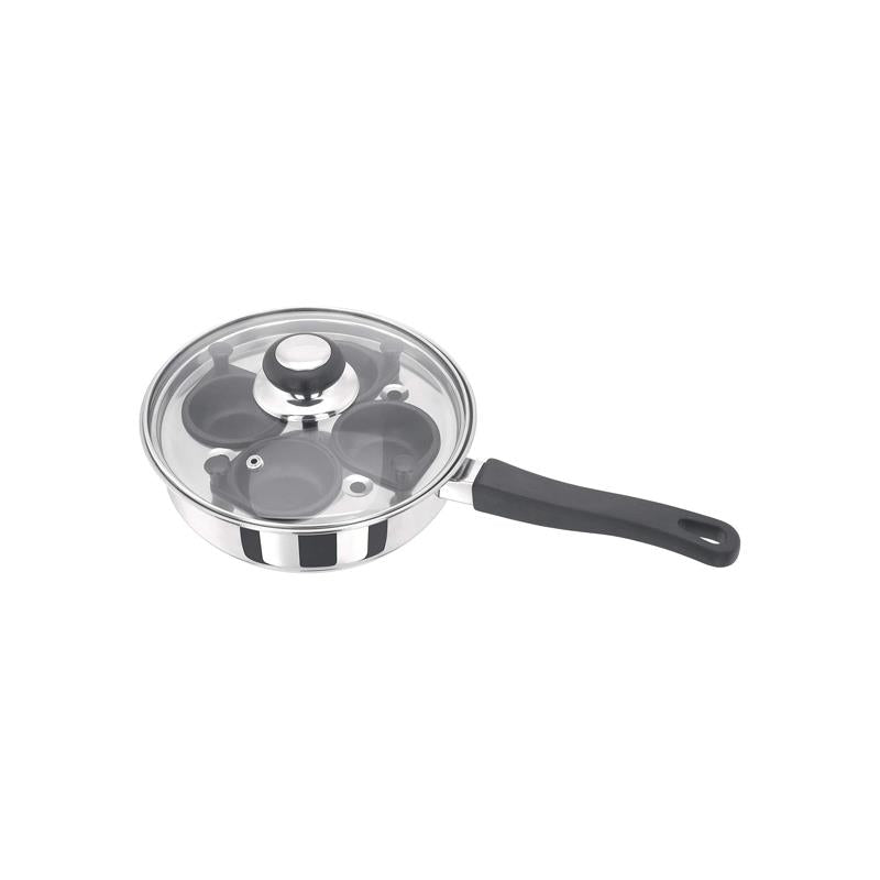 Judge Essentials Four-Cup Egg Poacher And Frying Pan 20cm Stainless Steel Vented Glass Lid Stay-Cool Handle Silver Main image