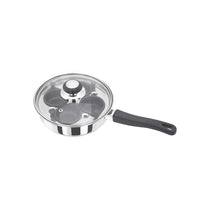 Judge Essentials Four-Cup Egg Poacher And Frying Pan 20cm Stainless Steel Vented Glass Lid Stay-Cool Handle Silver