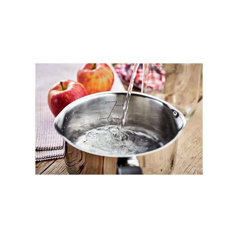Judge Vista Draining Saucepan 16cm 1.5L Stainless Steel Non-Stick Pan with Vented Glass Lid